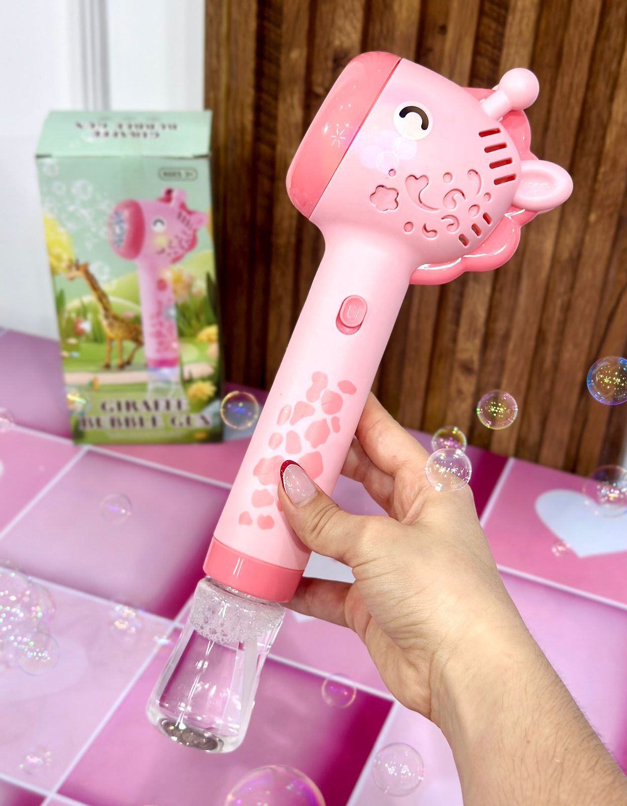 Pistola Burbuja Jirafa con Luces – Diversión y Color para Todas las Ocasiones